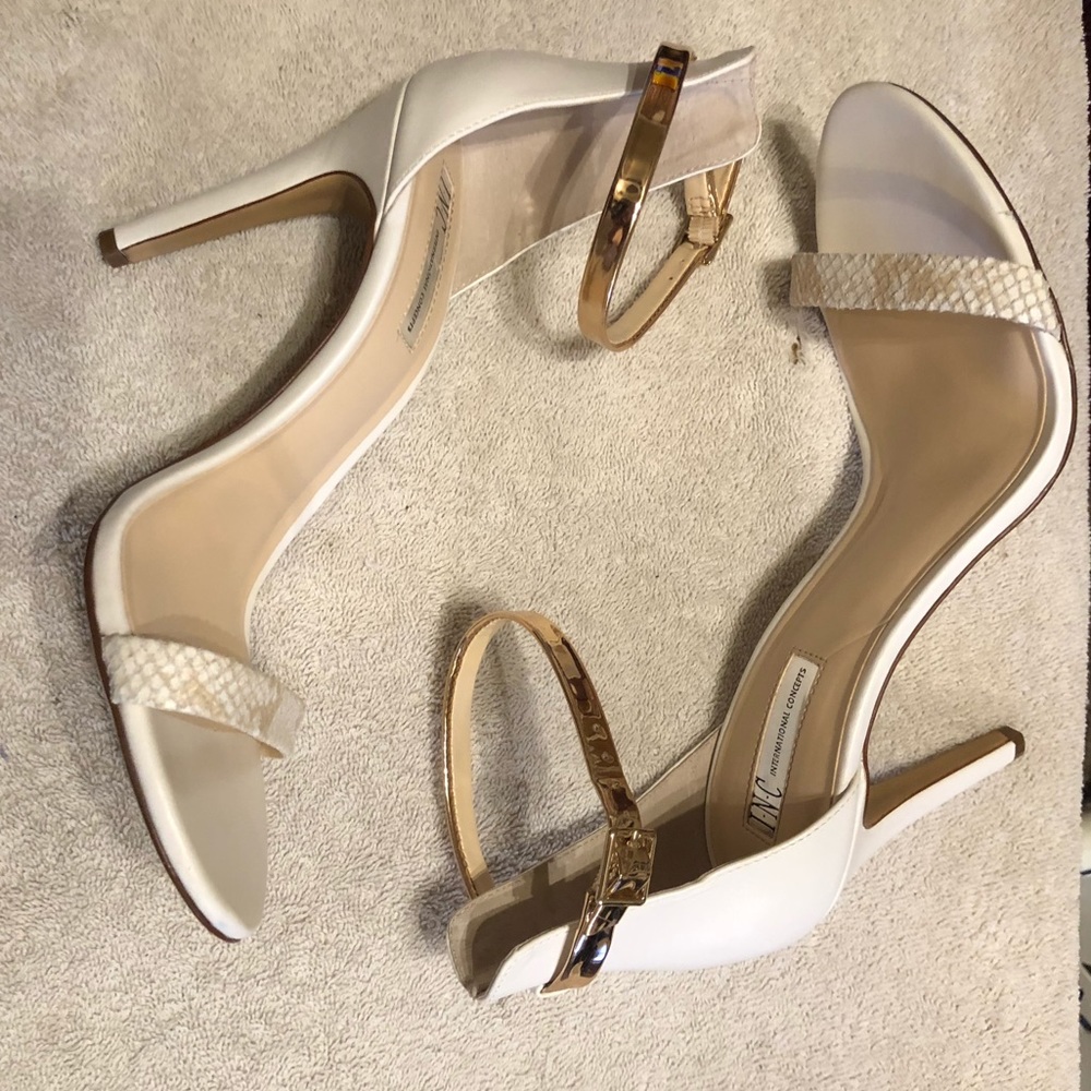 INC International Concepts White and Blush Strappy Stiletto Heels - Picture 4 of 6